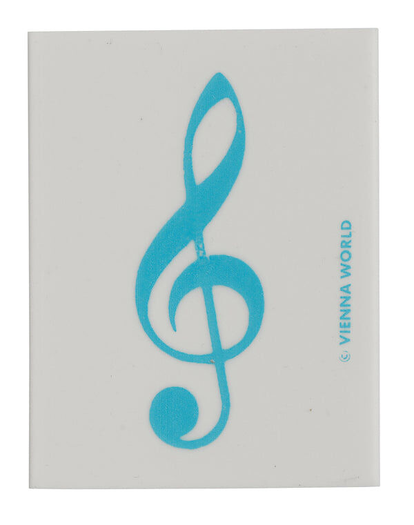 White Eraser with Blue Treble Clef - 4.5 x 3.5 x 0.9 cm