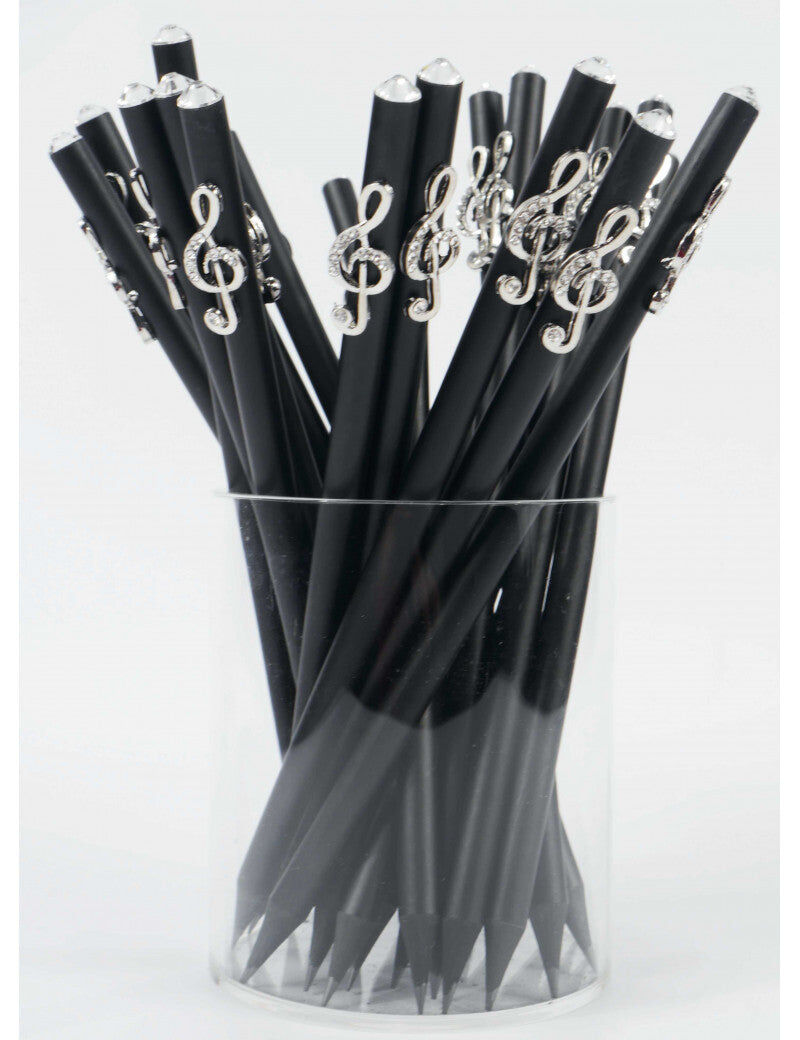 Black Pencil with Silver Treble Clef Charm