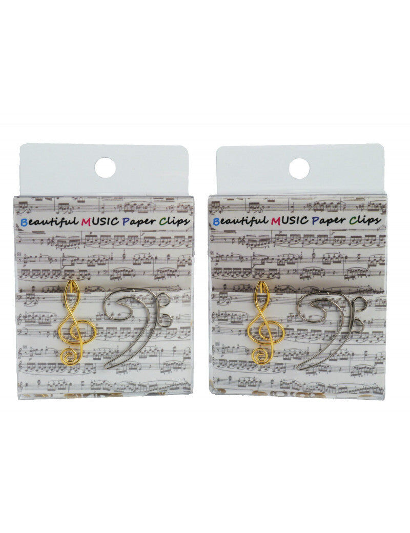 Gold Treble Clef & Silver Bass Clef Paper Clips - Pack of 12