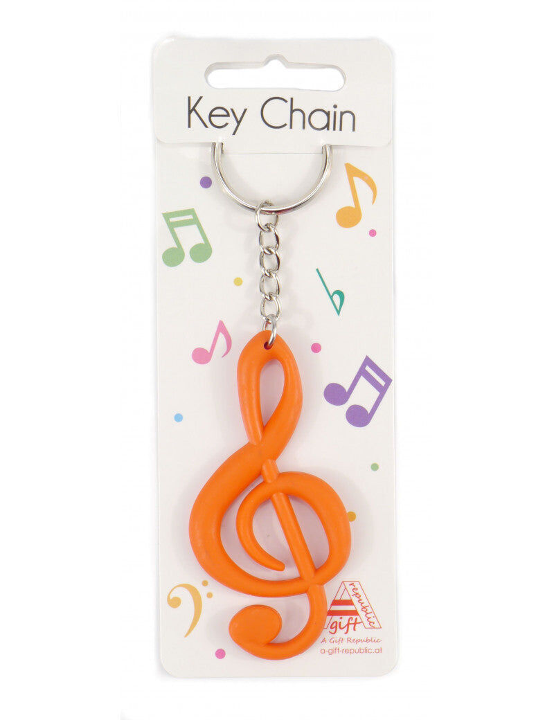 Treble Clef Red Rubber Keyring