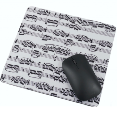 Music Mouse Pad - White with Black Manuscript Design — view 2