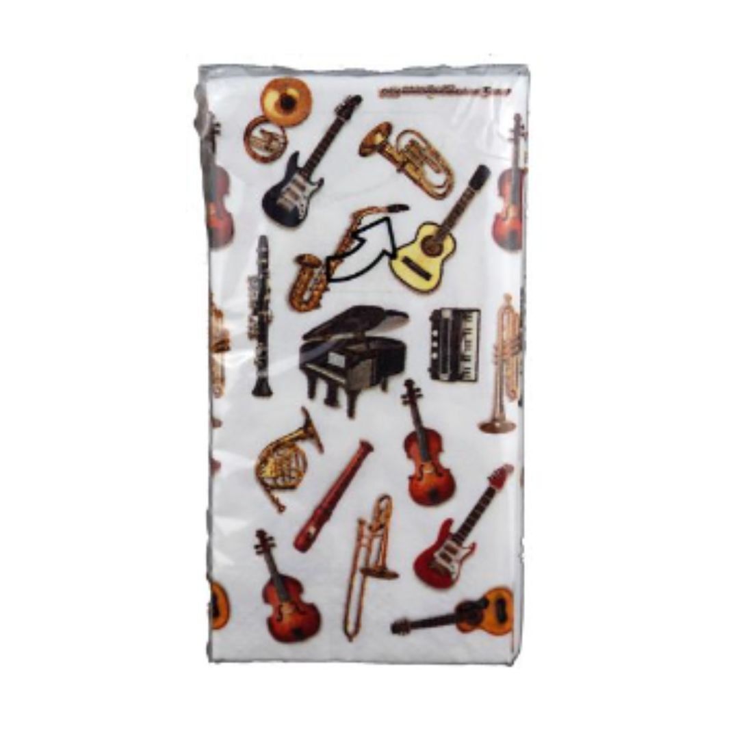 Music Tissues Packet with Instruments - White