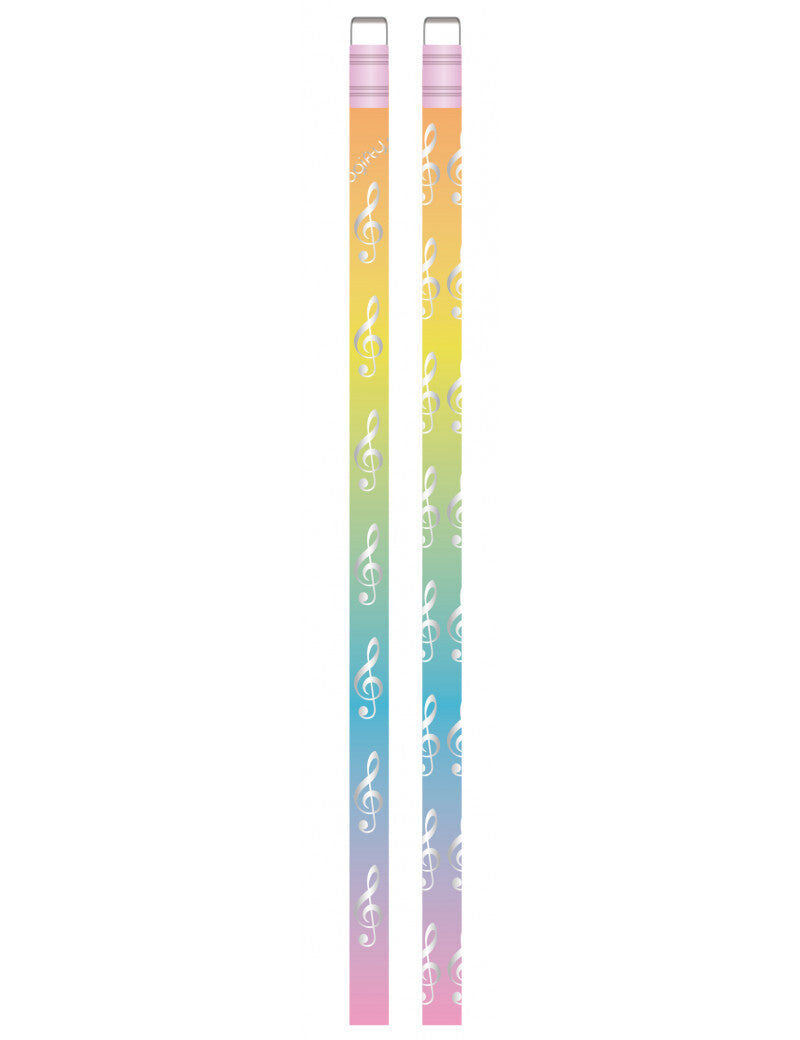 Music Pencil with Silver Treble Clefs and Eraser - Rainbow Design