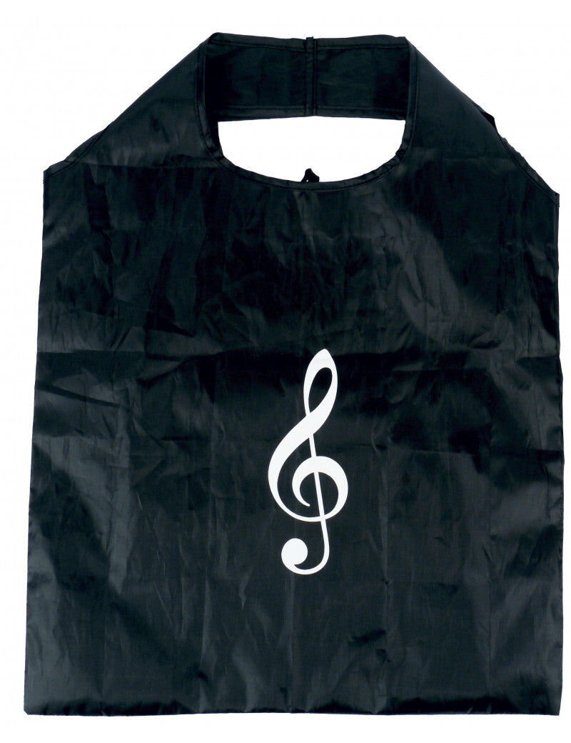 Folding Mini Music Shopping Bag Black and White Treble Clef 37cm x 48cm