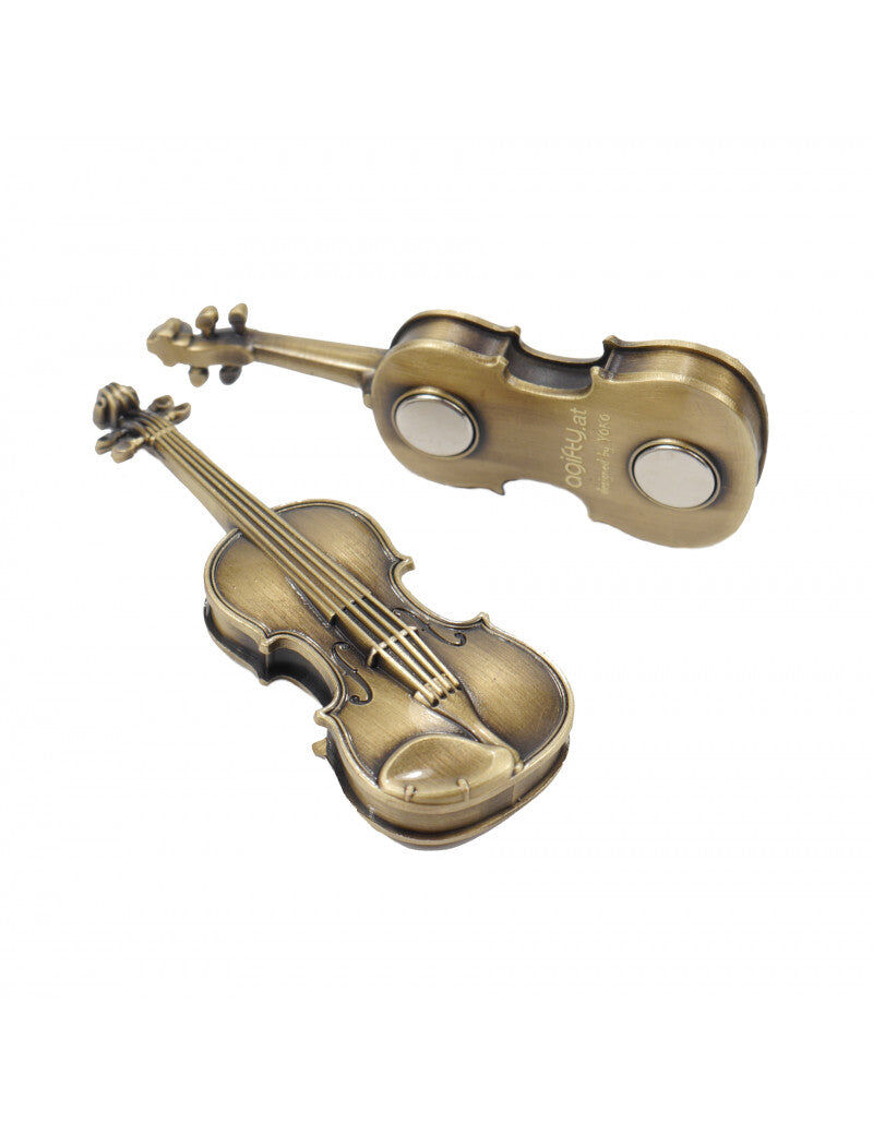 Antique Brass Finish Violin Magnet — view 2