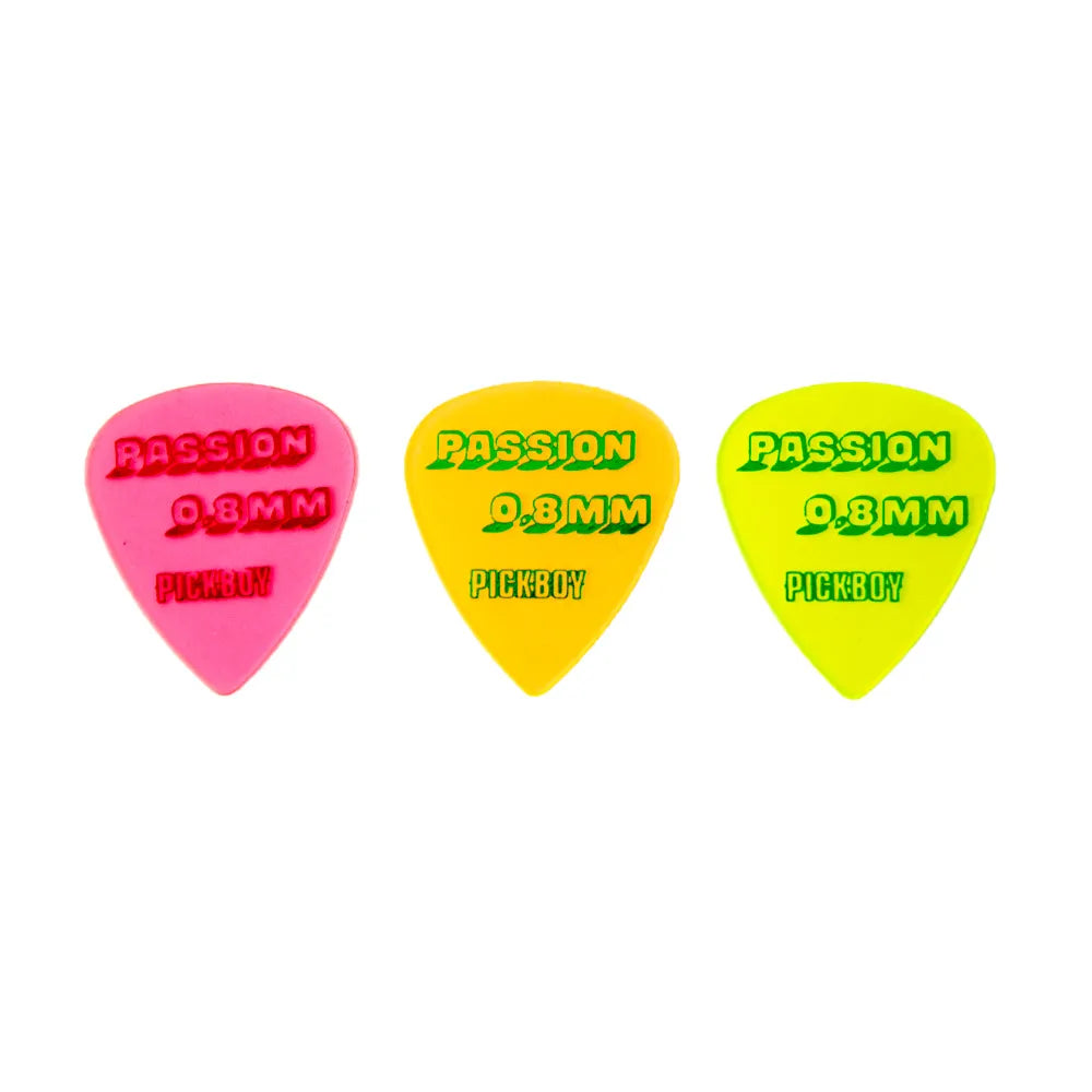 Pickboy Guitar Pick - Passion Mixed Colours, 12 Pack, 0.8mm