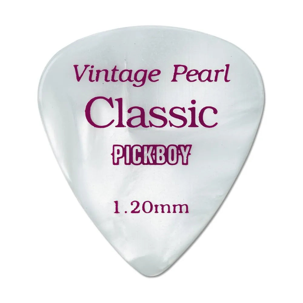 Pickboy Vintage White Pearl Guitar Picks - 12 Pack, 1.20 mm