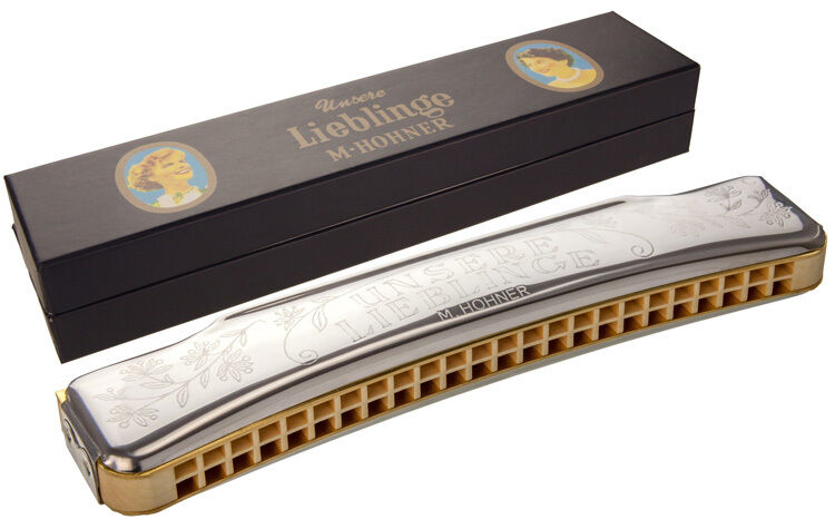 Hohner Unsere Lieblinge 48 Octave Harmonica Key of C with Wooden Comb and Stainless Steel Covers — view 2