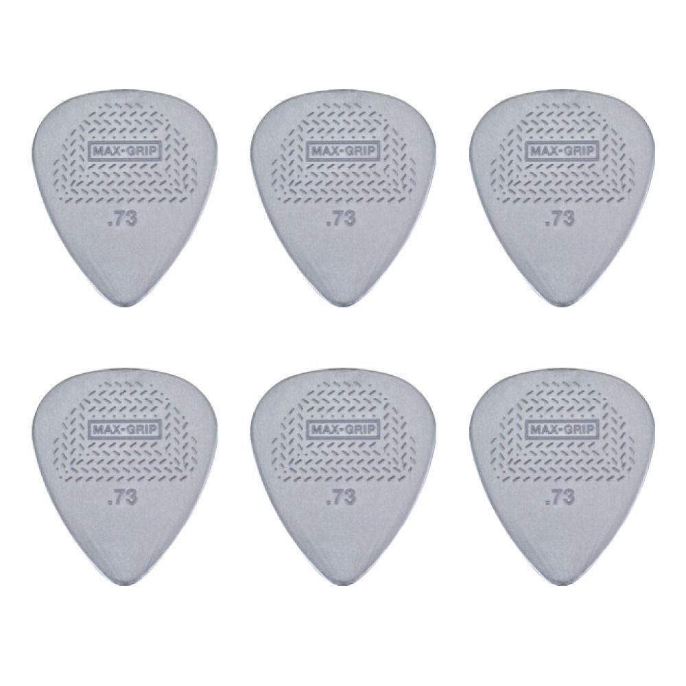 6 x Dunlop Max Grip Nylon 0.73mm Gauge Grey Guitar Picks Free Post