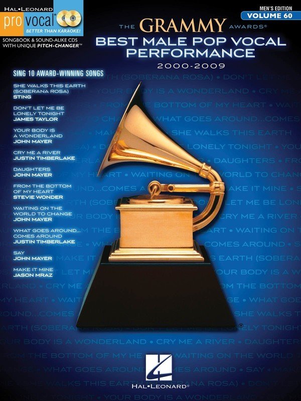 Grammy Awards: Male Pop 2000–2009 — Pro Vocal Men's Vol. 60, Book/CD (Hal Leonard, Pro Vocal)