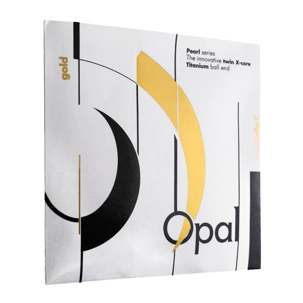 Opal Gold Cello Twin X C String - Tungsten, Steel Twin-X Core, 13.5kg Tension, Red & Gold Twisted, Brown & White