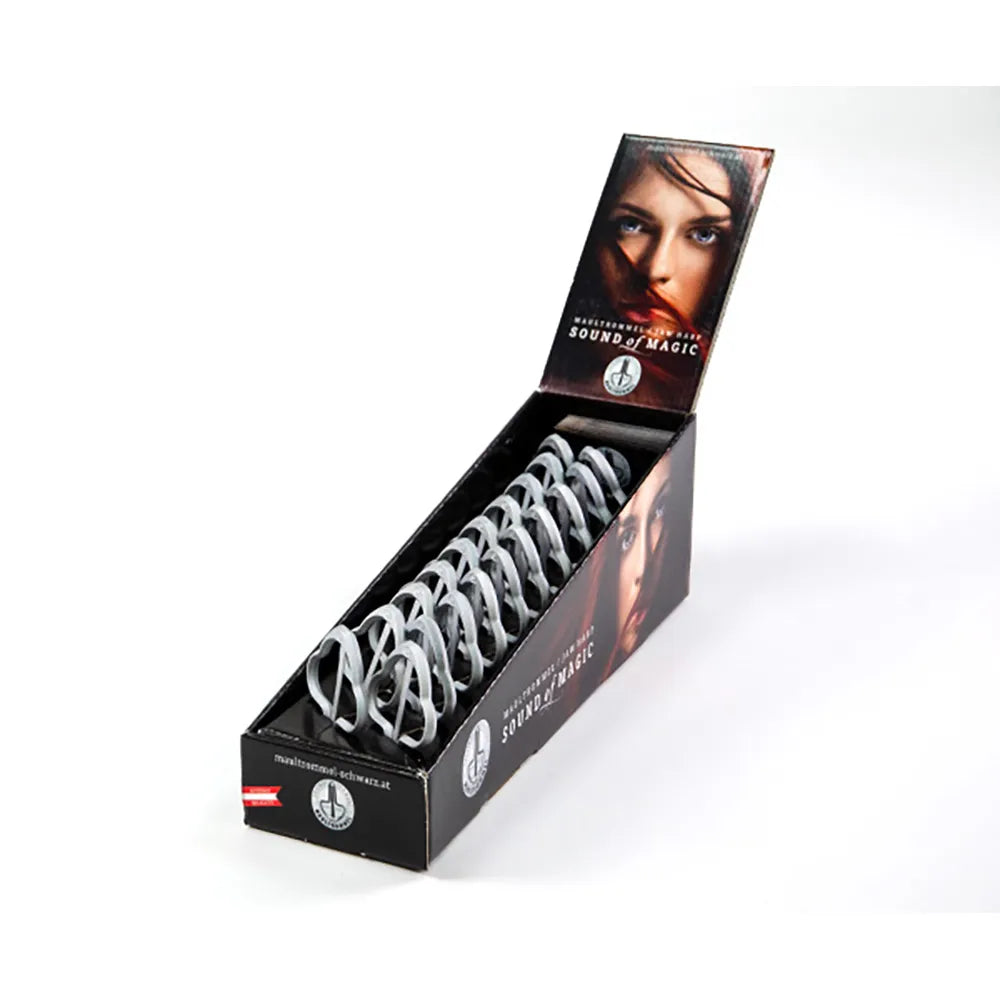 Schwarz Size 15 Silver Jaw Harps Display Box of 20 with Playing Instructions