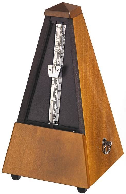 Wittner 810 Series Solid Wood Metronome with Bell High Gloss Walnut Finish — view 2
