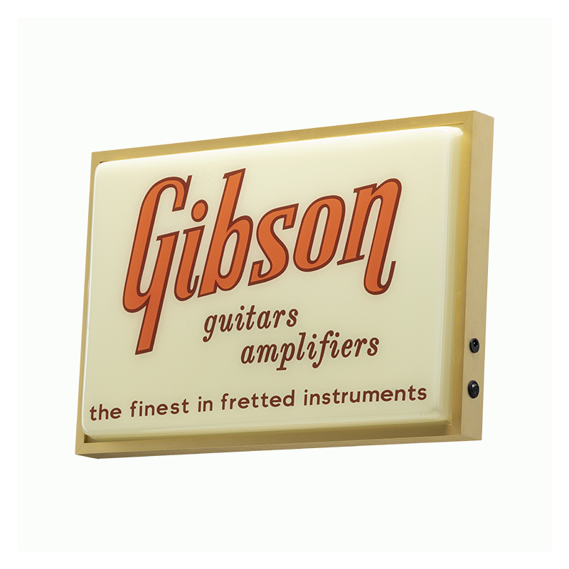 Gibson Custom Logo LED Gold Sign - Vintage Style Lighted Sign for Music Room, Office, or Home — view 2
