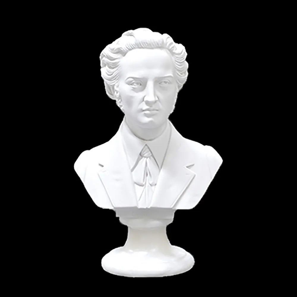 Bust 22cm Crushed Marble Chopin - Sculpted by Arnaldo Giannelli, Made of Recompounded Stone in Volterra, Italy