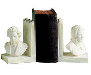 Beethoven & Mozart Bookends - 1 Pair, Handcrafted in Volterra, Made of Alabaster and Marble Powder Resin