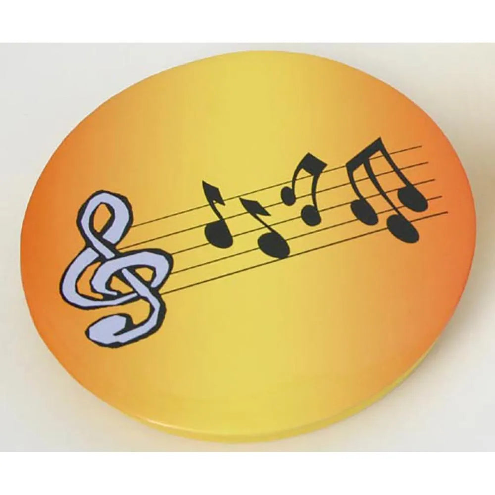 Yellow Money Deposit Can with Music - 16cm Diameter Tin Money Box with Plastic Back and Pop-Out Stand
