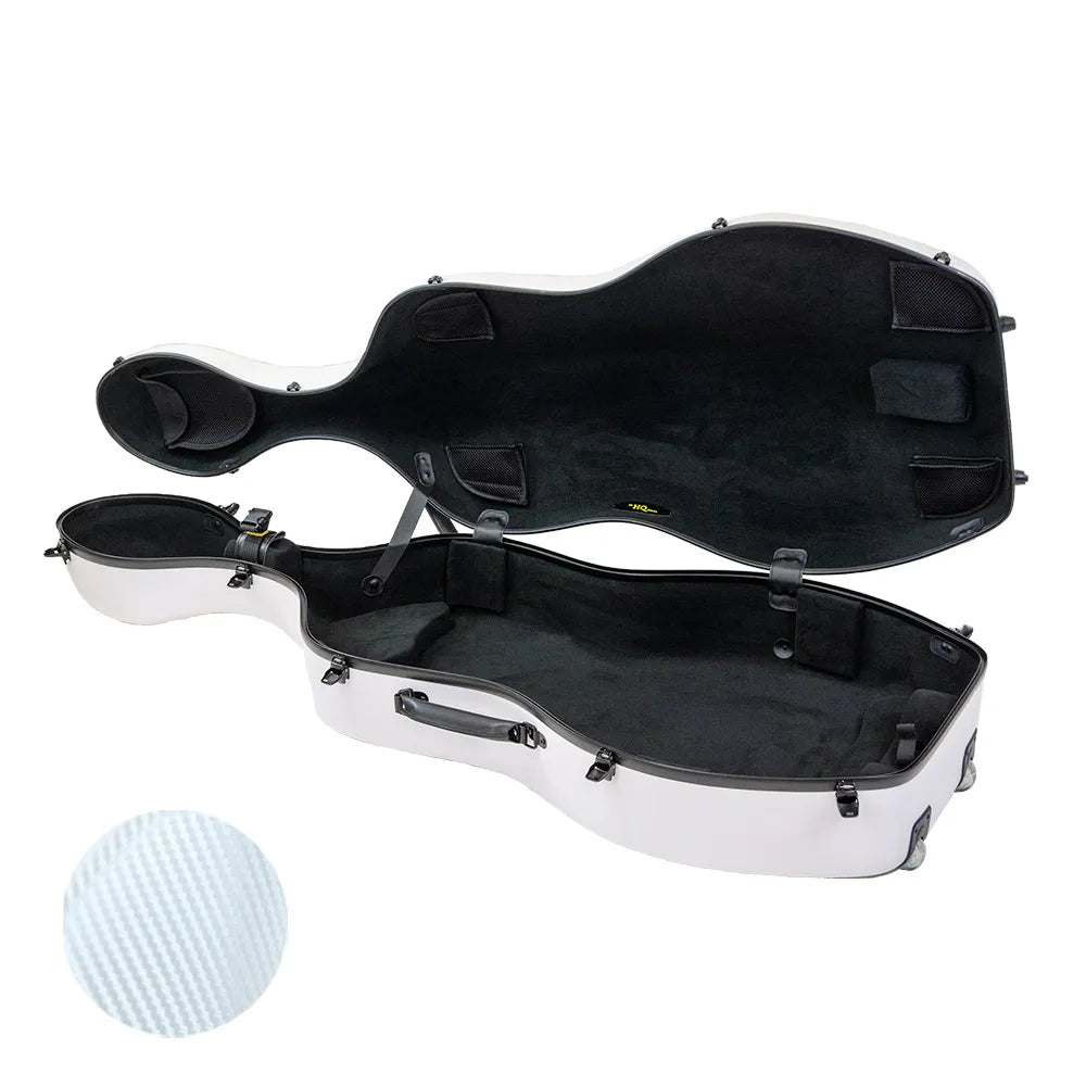 HQ Polycarbonate Cello Case Textured White with Internal Padding and Adjustable Restraint — view 2