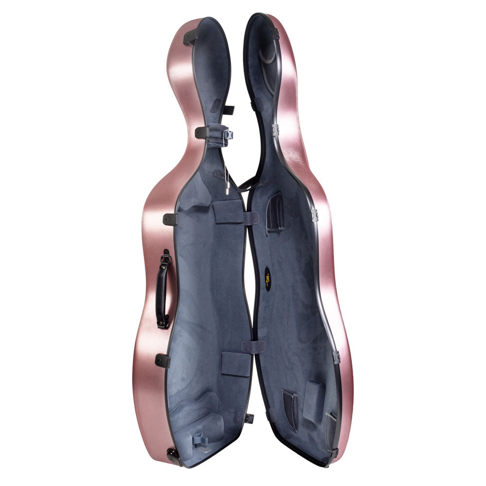 HQ Nouveau Cello Case Brushed Rose Gold Polycarbonate with Padded Straps and Wheels — view 5