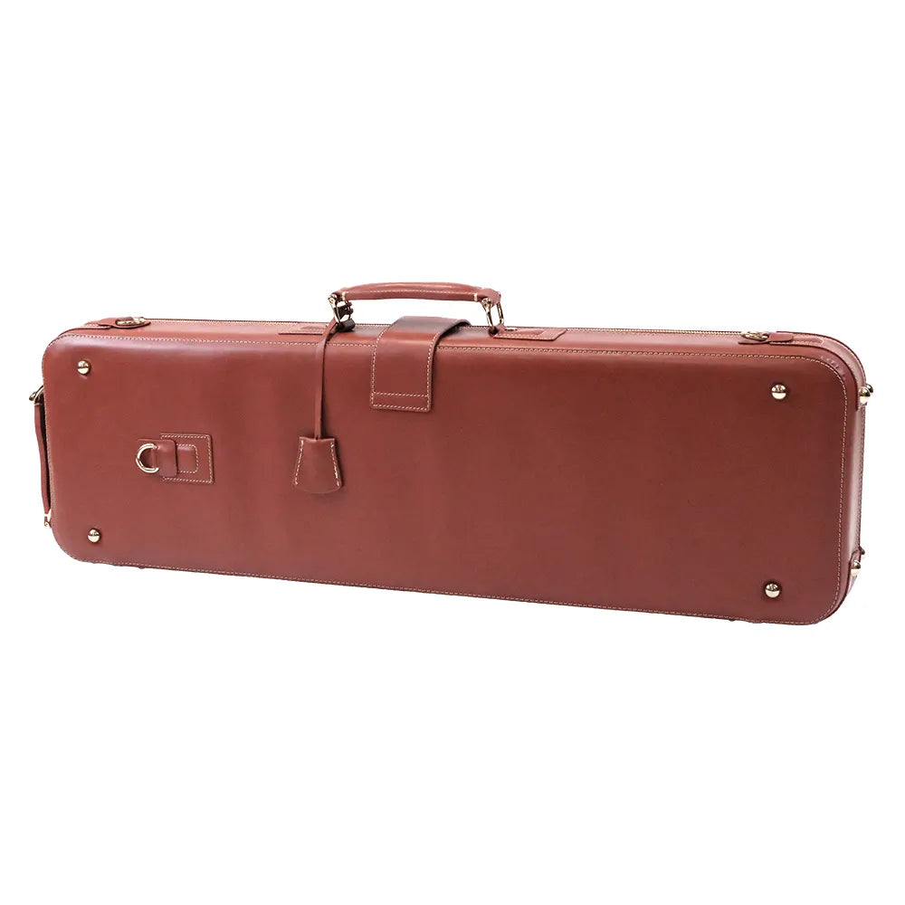 HQ Prestige Italian Leather Oblong Violin Case - Brown with Carbon-Fibre Shell and Gold Fittings — view 2