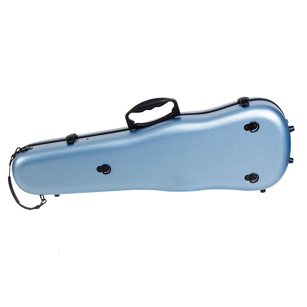 HQ ABS Shaped Violin Case Pastel Blue with velvet lining, shoulder straps, locks, and adjustable support — view 5