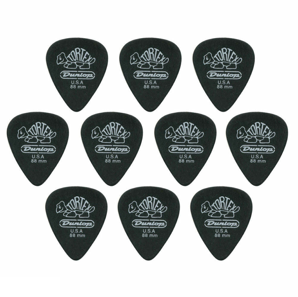 10 x Jim Dunlop Tortex Pitch Black 0.88mm Guitar Picks 488R Free Postage