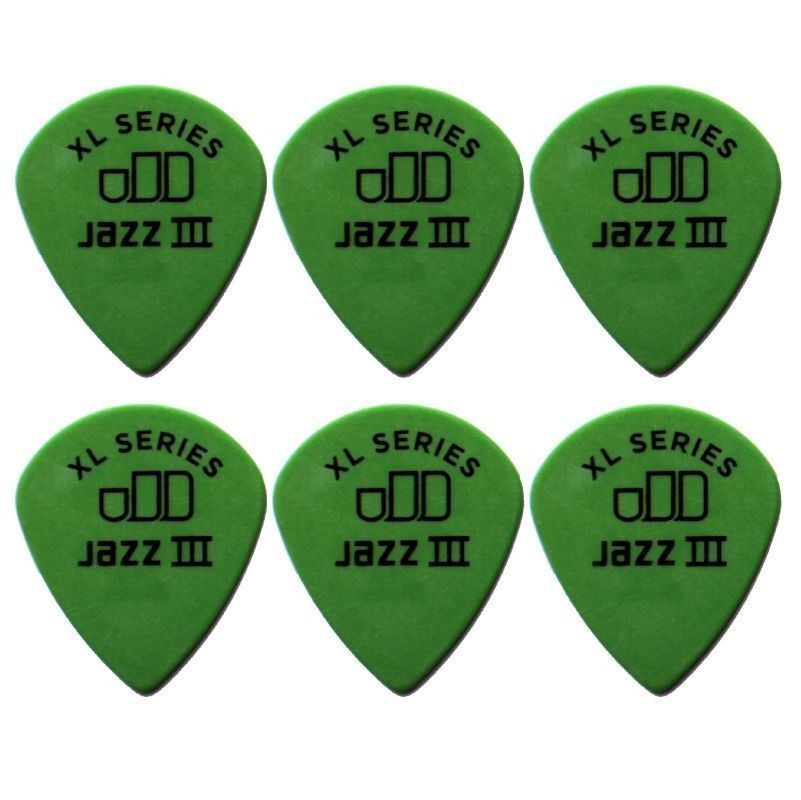 6 x Jim Dunlop Tortex Jazz 3 XL Green .88mm Guitar Picks III 498R