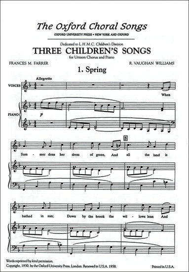 Spring Unison Choral Sheet Music for Unison Voices and Piano
