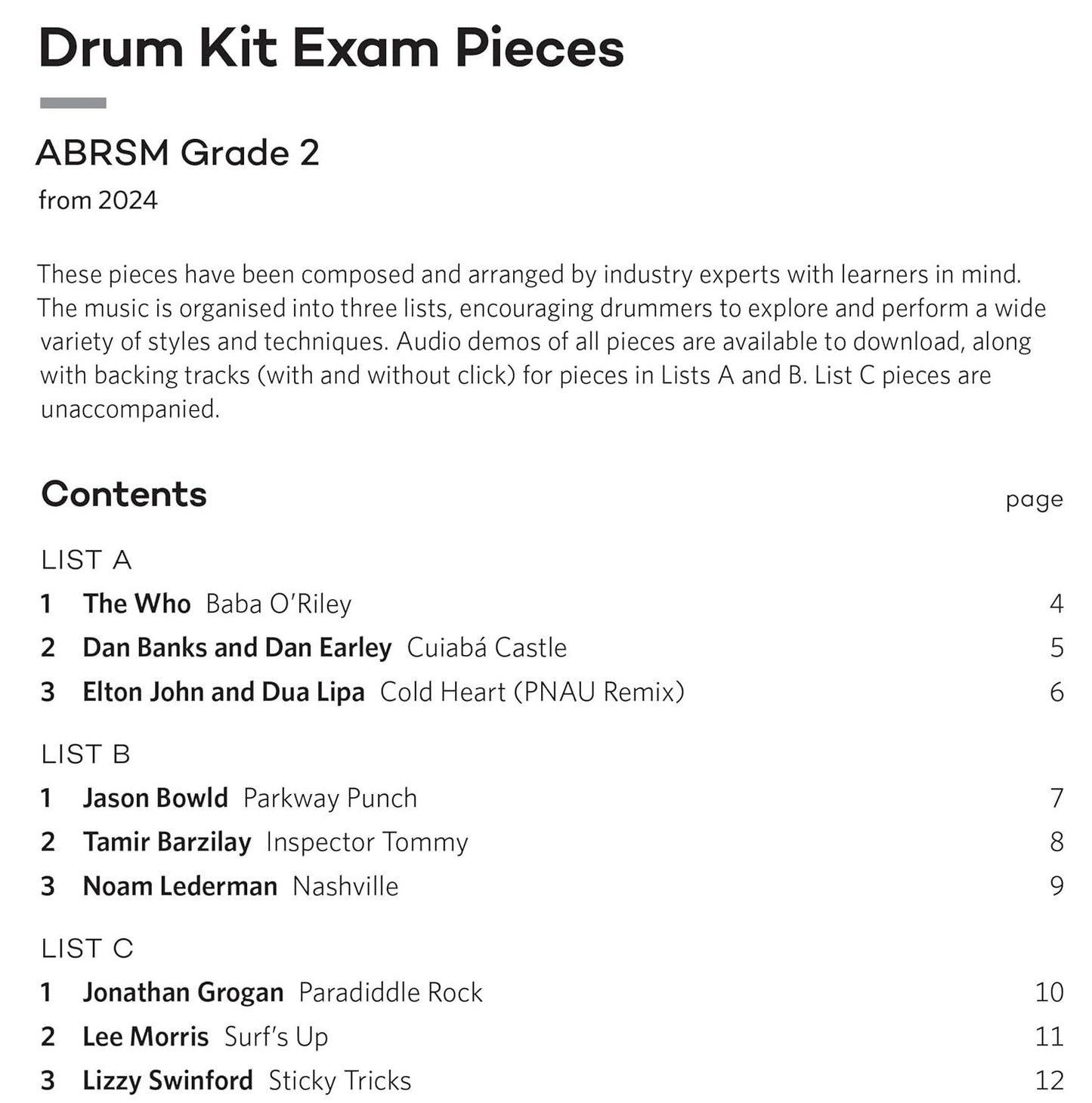 ABRSM Drum Kit Exam Pieces 2024 Grade 2 — view 2