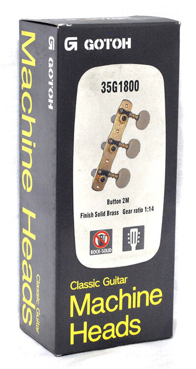 Gotoh 35G1800 Classical Guitar Tuning Machines 3+3 Solid Brass Finish with Oval Ivoroid Buttons — view 3