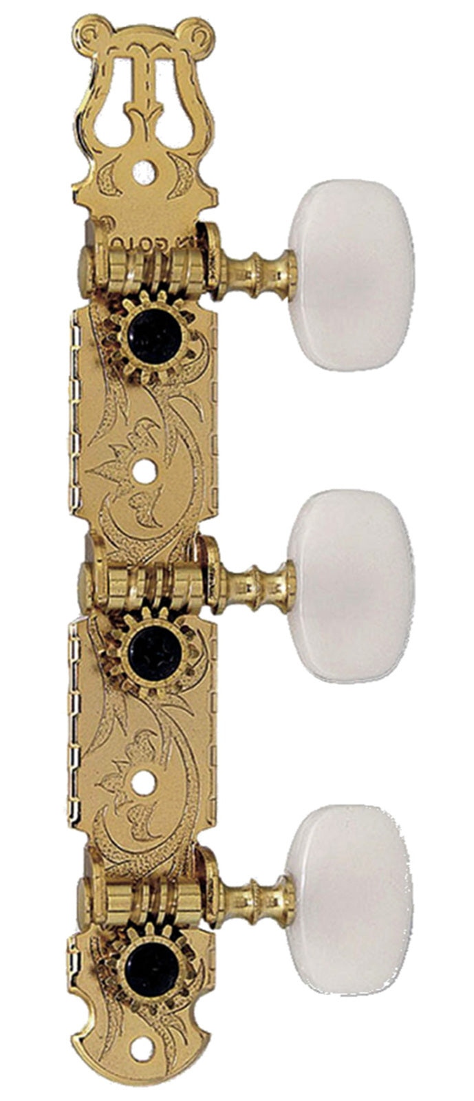 Gotoh 35G450 Classical Guitar Tuning Machines 3+3 Flash Gold Finish with Oval White Pearl Buttons