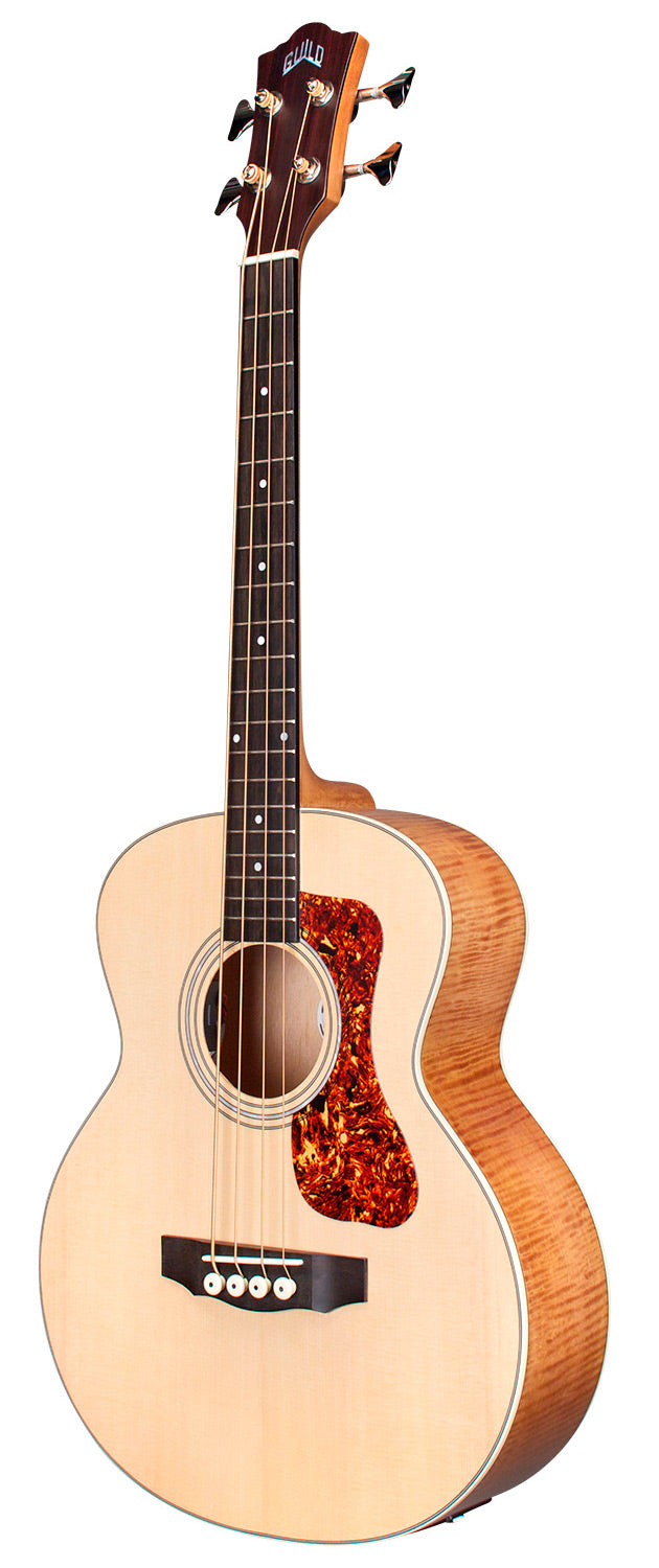 Guild Jumbo Junior Bass Flamed Maple Acoustic Electric Bass Guitar with Gig Bag - Antique Blonde