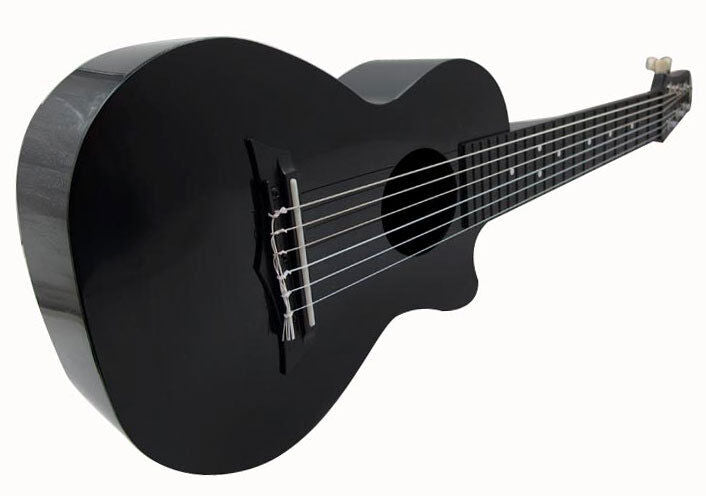 Kealoha Guitalele in Plain Black with ABS Resin Body, Tenor Size, Silk & Steel Strings, Tuned ADGCEA — view 2