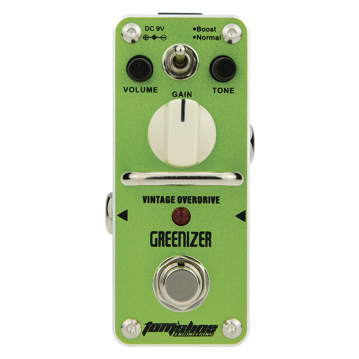 Toms Line AGR-3 Greenizer Mini Overdrive Pedal with True Bypass and Smart Stop Bar Design