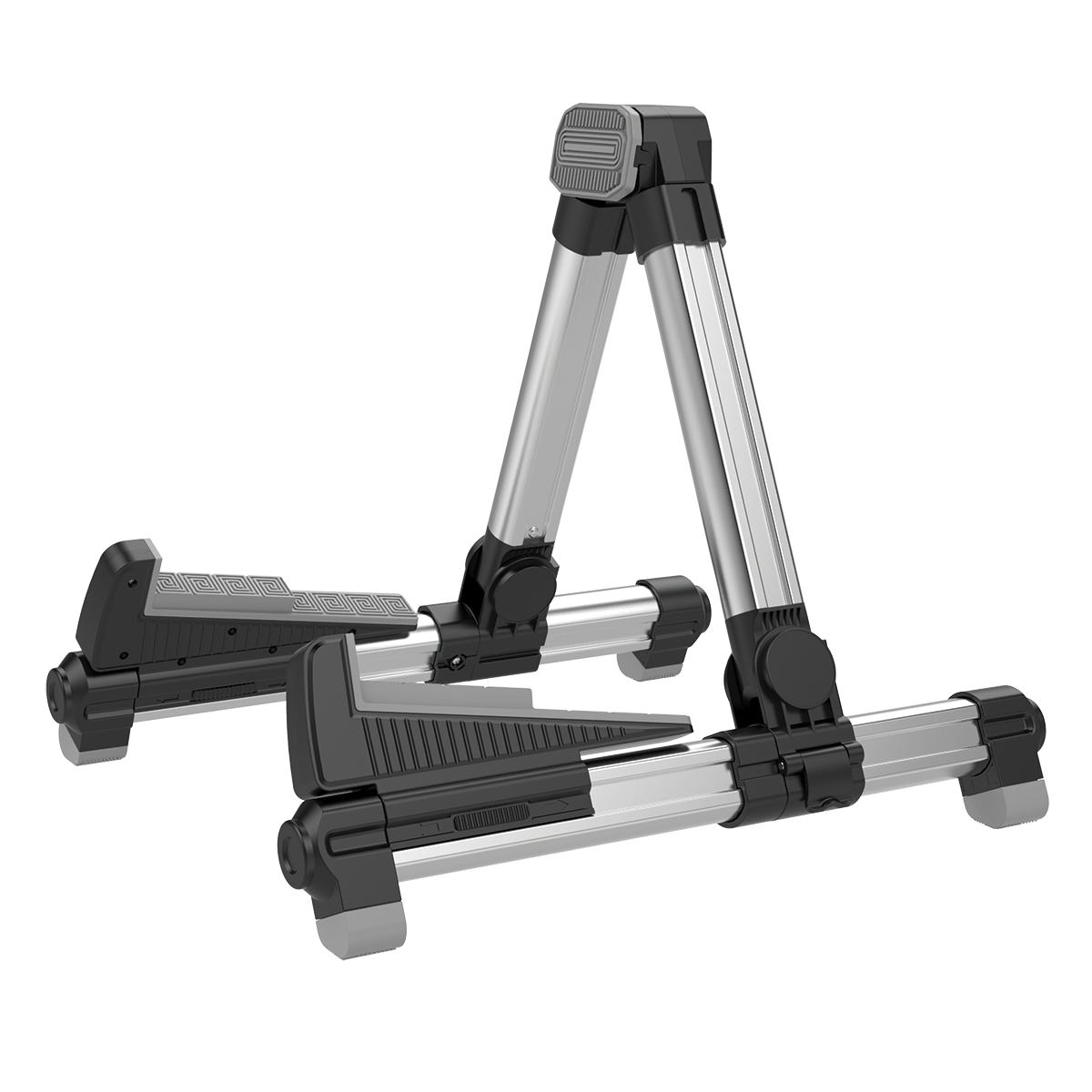Aroma AGS08 Silver Lightweight Folding Guitar Stand with Silicon Pads