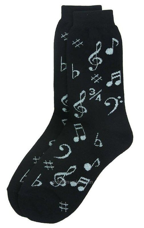 Socks Notes Black and Silver for Women