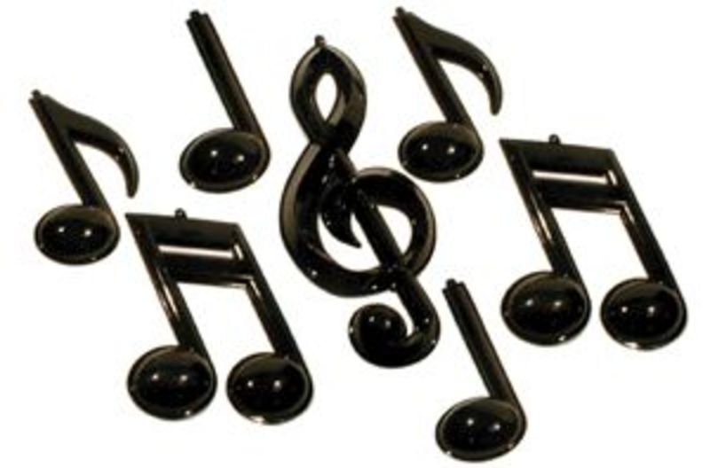 Wall Decor Music Notes 3D Black 7 Pieces