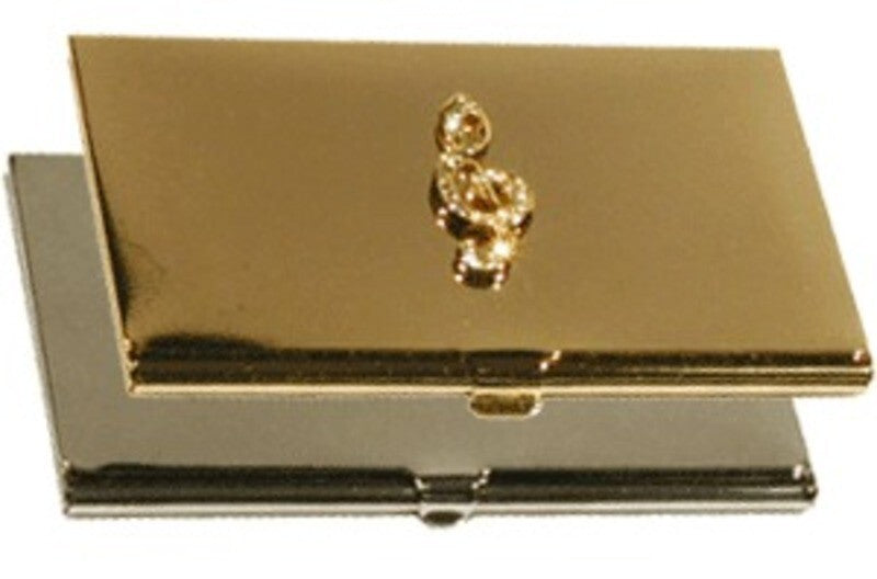Business Card Holder G Clef Gold Rhinestone