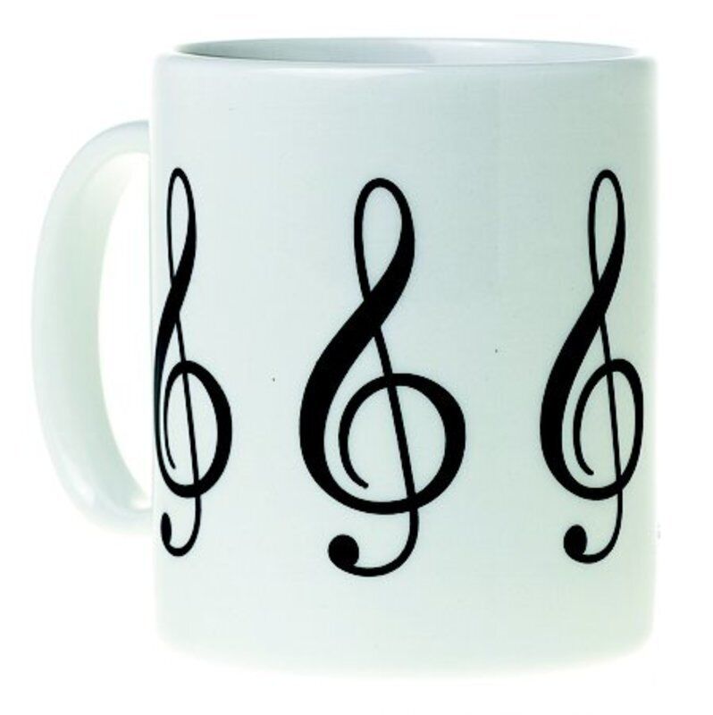Treble Clef Design Ceramic Mug - White