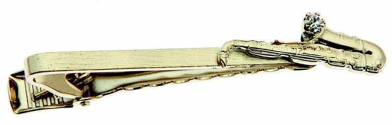 Tie Bar Saxophone 18Kt Gold/Austrian Crystal