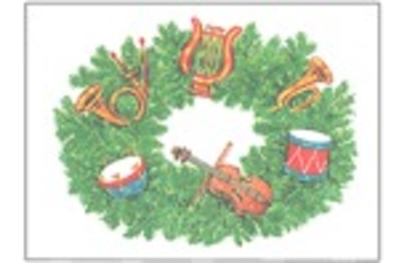Christmas Cards Instrument Wreath Box Of 15