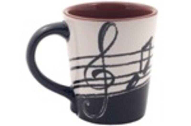 Ceramic Latte Mug with Treble Clef and Small Music Notes