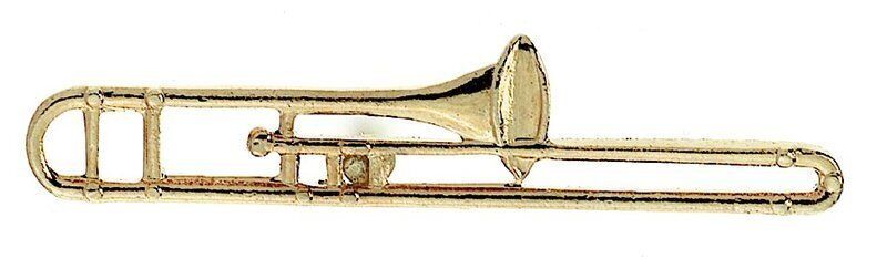 Mini Enamel and Gold Finish Trombone Pin - 4-5 cm