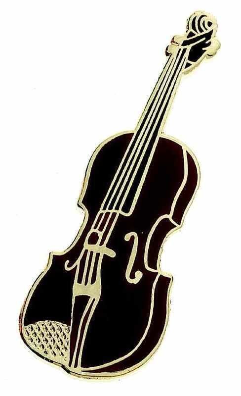 Mini Violin Lapel Pin - 4-5 cm Enamel & Gold Finish