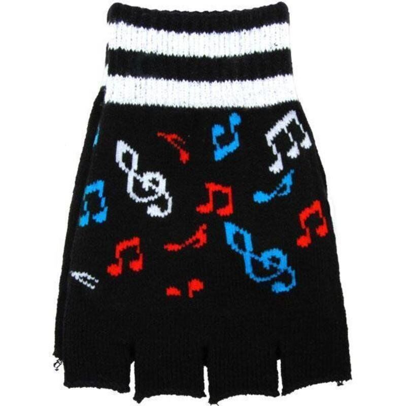 Fingerless Gloves with Color Music Notes