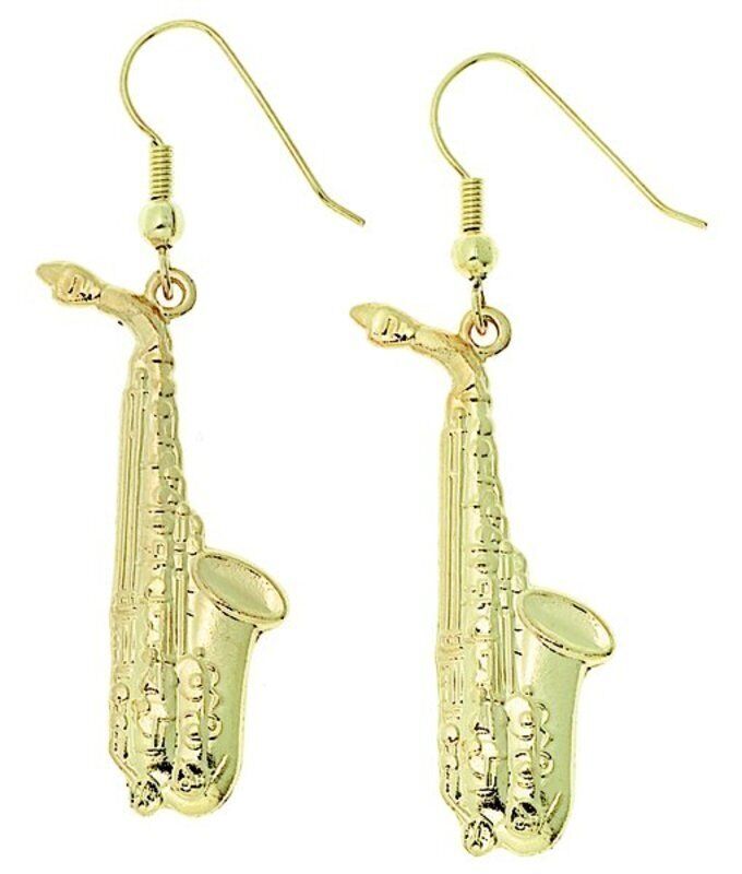 Saxophone Earrings 2.25" Long x 0.75" Wide