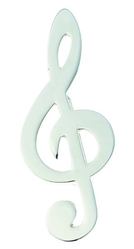 Jumbo Pin G Clef Polished Brass Silver