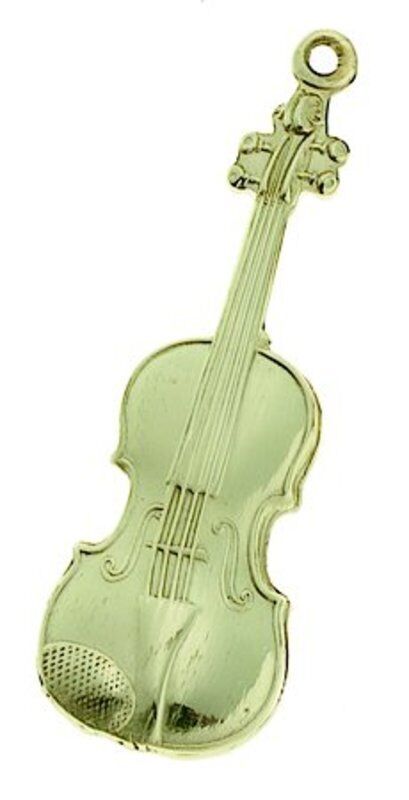 Polished Brass Violin Keychain
