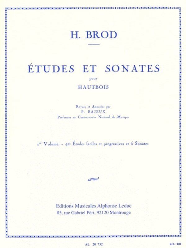 Brod - Etudes and Sonatas Vol 1 for Oboe by Alphonse Leduc