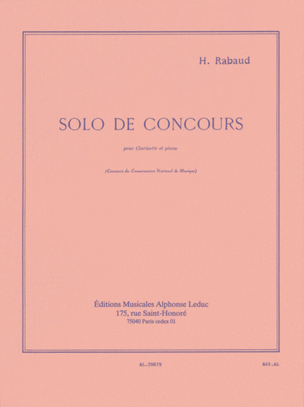 Rabaud - Solo De Concours Op 10 Clarinet/Piano (Softcover Book)